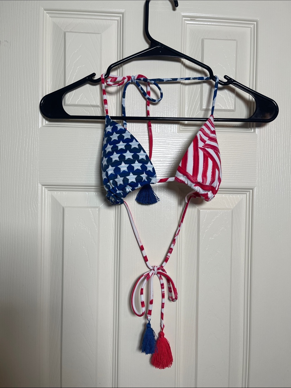 Victoria's Secret Red & Blue Stars and Stripes Triangle Bikini Top